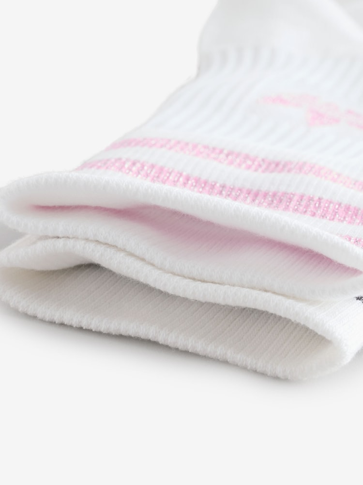 adidas Originals Pink/White Mid Cut Glitter Crew Socks 2 Pack - Image 5 of 5
