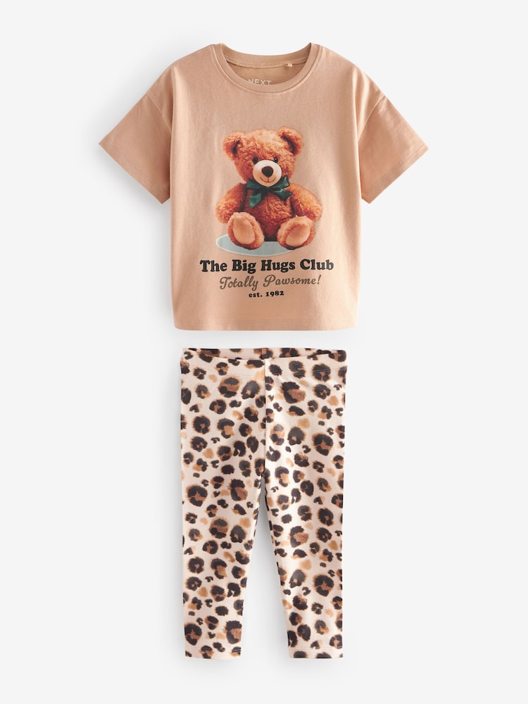 Brown Bear 100% Cotton Short Sleeve T-Shirt and Leggings Set (3mths-7yrs) - Image 1 of 3