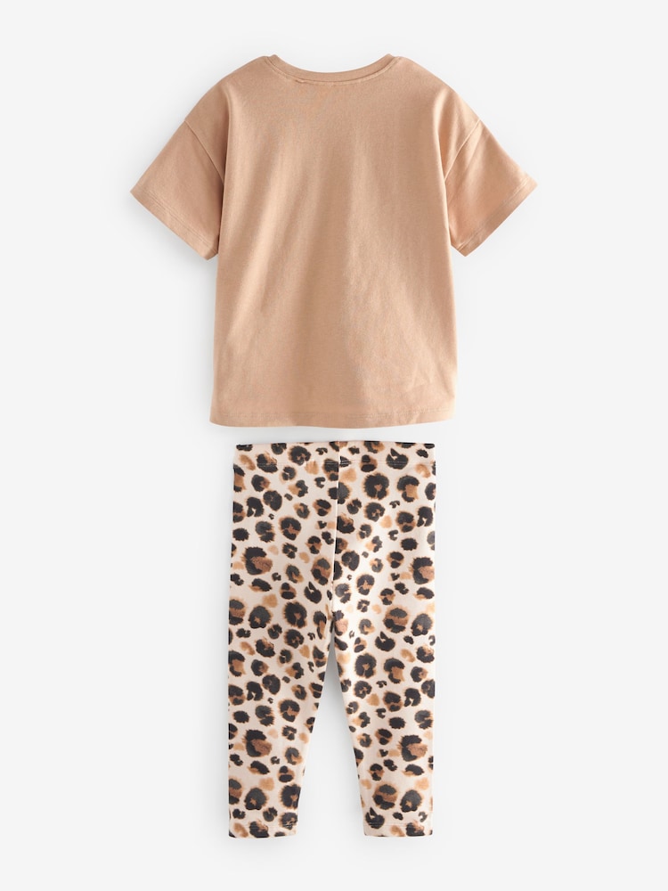 Brown Bear 100% Cotton Short Sleeve T-Shirt and Leggings Set (3mths-7yrs) - Image 2 of 3