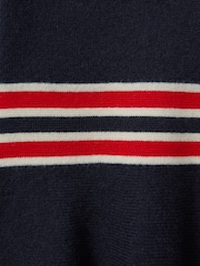 Reiss Navy Vienne 4-9 yrs Knitted Button-Through Funnel Neck Skater Dress - Image 4 of 4