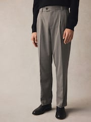Grey EDIT Wide Pinstripe Smart Trousers - Image 1 of 10