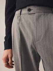 Grey EDIT Wide Pinstripe Smart Trousers - Image 6 of 10
