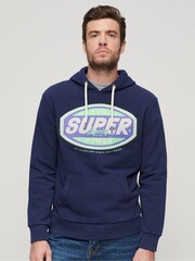 Superdry Blue Gasoline Workwear Graphic Hoodie - Image 1 of 3