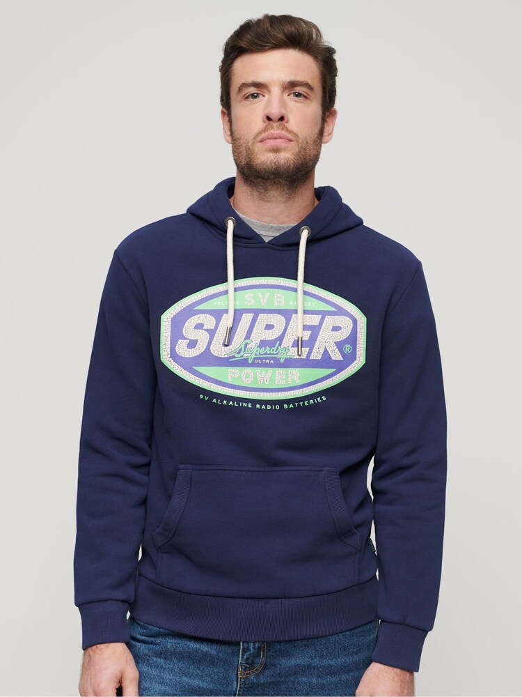 Superdry Blue Gasoline Workwear Graphic Hoodie - Image 1 of 3