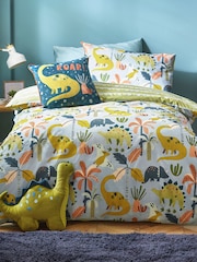 Little Furn Blue Green Dinos Scandi Duvet Cover Set - Image 1 of 4