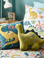 Little Furn Blue Green Dinos Scandi Duvet Cover Set - Image 2 of 4