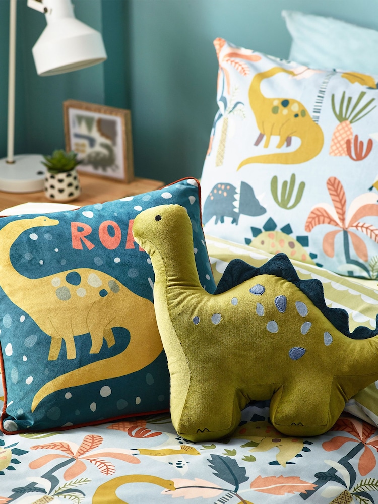 Little Furn Blue Green Dinos Scandi Duvet Cover Set - Image 2 of 4