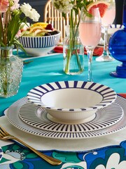 Spode Blue Steccato Set of 4 Cereal Bowls - Image 1 of 7
