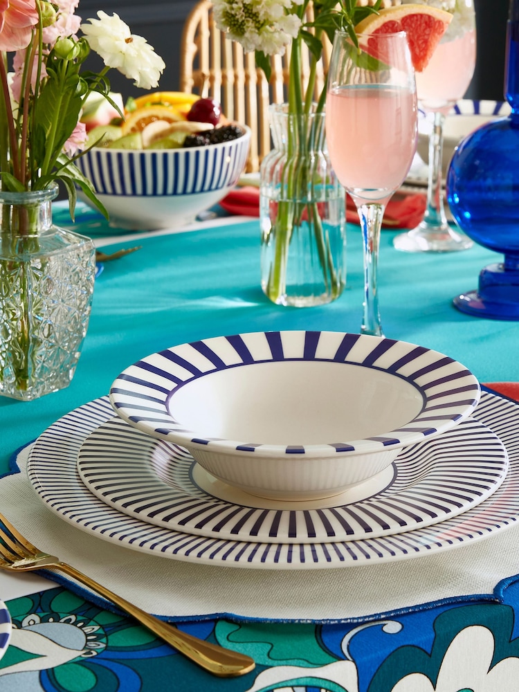 Spode Blue Steccato Set of 4 Cereal Bowls - Image 1 of 7 Spode Blue Steccato Set of 4 Cereal Bowls - Image 1 of 7