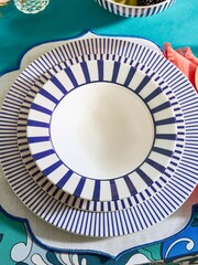 Spode Blue Steccato Set of 4 Cereal Bowls - Image 2 of 7