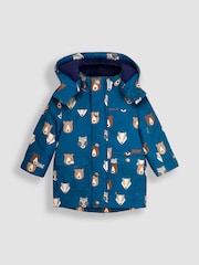 JoJo Maman Bébé Navy Blue Woodland Detachable Hood Print Parka - Image 1 of 5
