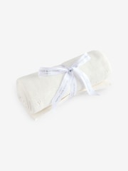 The White Company Baby Organic Cotton Pointelle Heart White Blanket - Image 1 of 4