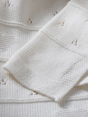 The White Company Baby Organic Cotton Pointelle Heart White Blanket - Image 2 of 4