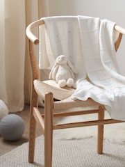 The White Company Baby Organic Cotton Pointelle Heart White Blanket - Image 3 of 4