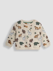 JoJo Maman Bébé Natural Safari Animals Print Sweatshirt & Jogger Set - Image 2 of 7