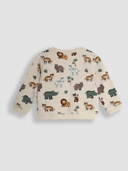 JoJo Maman Bébé Natural Safari Animals Print Sweatshirt & Jogger Set - Image 3 of 7