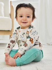 JoJo Maman Bébé Natural Safari Animals Print Sweatshirt & Jogger Set - Image 6 of 7