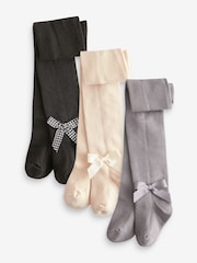 Schwarz/Grau/Cream - Babystrumpfhosen mit Schleife im 3er-Pack (0Monate-2Jahre) - Bild 1 von 4