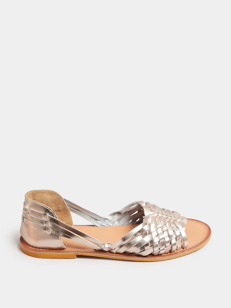 Gold Gold Woven Leather Mules In Extra Wide EEE FIt - Image 1 of 5