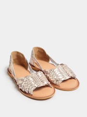 Gold Gold Woven Leather Mules In Extra Wide EEE FIt - Image 2 of 5