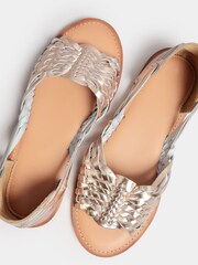 Gold Gold Woven Leather Mules In Extra Wide EEE FIt - Image 3 of 5