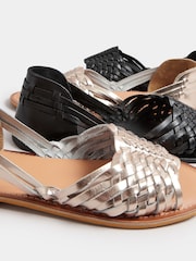 Gold Gold Woven Leather Mules In Extra Wide EEE FIt - Image 4 of 5
