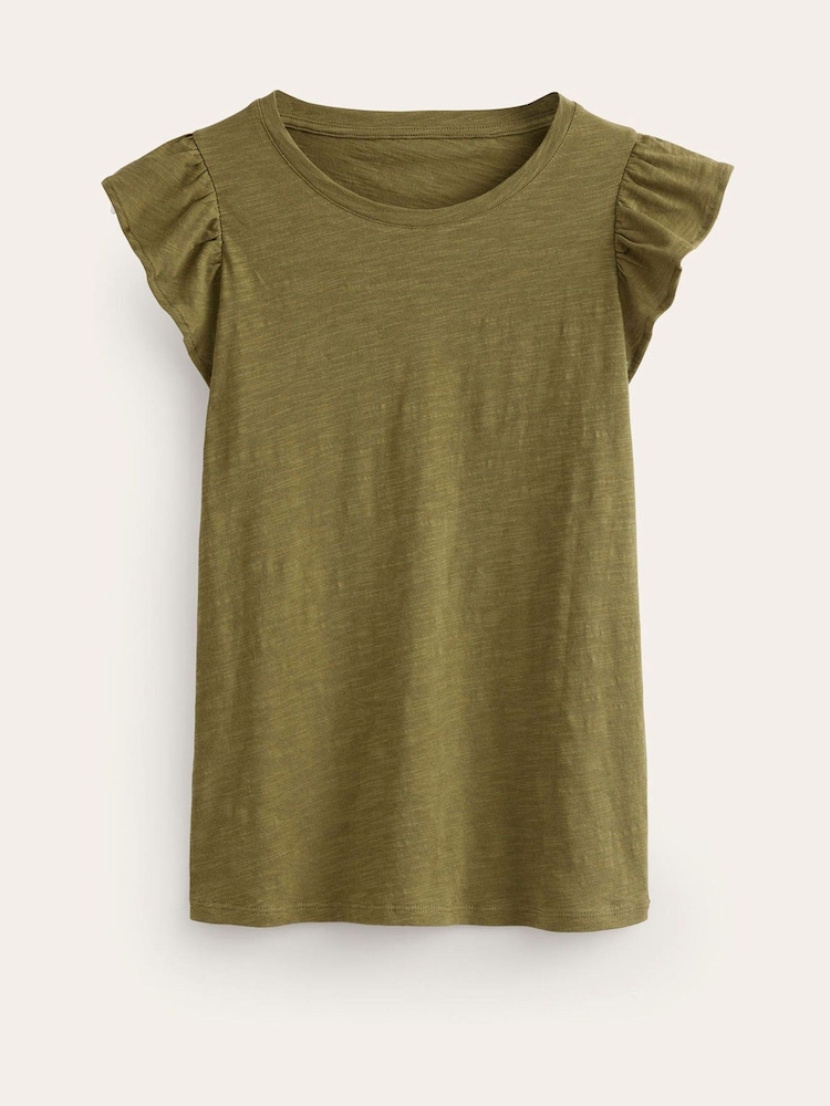 Boden Green 100% Cotton Flutter Top - Image 5 of 5 Boden Green 100% Cotton Flutter Top - Image 5 of 5