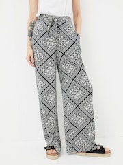 FatFace Faye Black Palace Scarf Wide Leg Trousers - Image 6 of 7