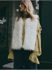 Ecru Faux Fur Gilet - Image 5 of 8