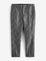 Black Slim Fit Textured Print Tuxedo Suit Trousers - Image 6 of 10