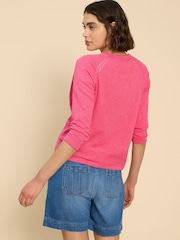 White Stuff Pink Naria V-Neck Cardigan - Image 2 of 7