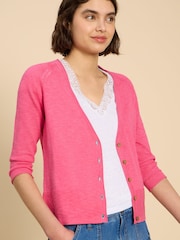 White Stuff Pink Naria V-Neck Cardigan - Image 4 of 7