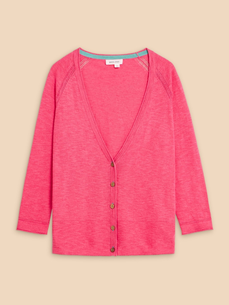 White Stuff Pink Naria V-Neck Cardigan - Image 5 of 7
