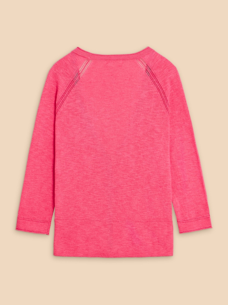 White Stuff Pink Naria V-Neck Cardigan - Image 6 of 7