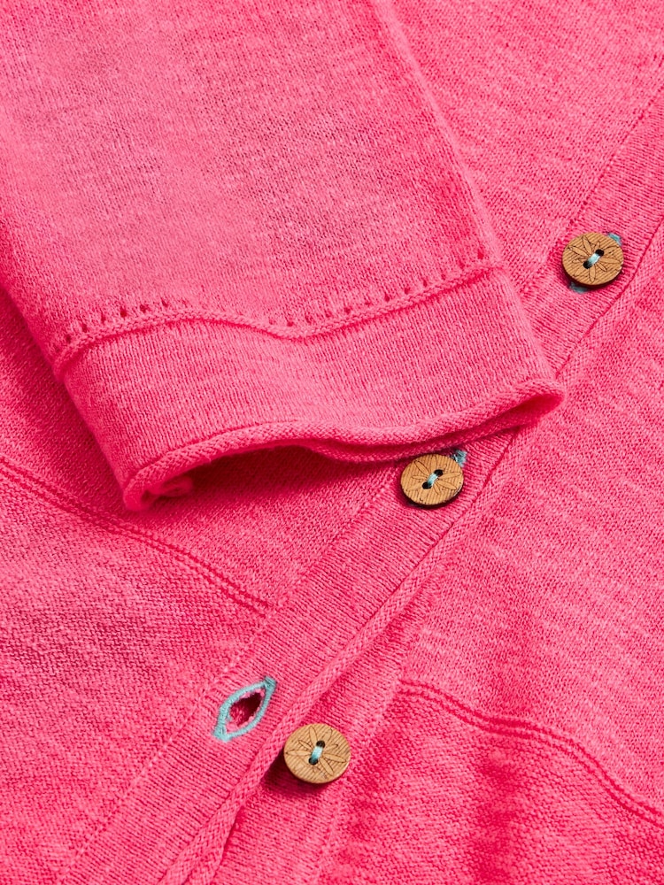White Stuff Pink Naria V-Neck Cardigan - Image 7 of 7