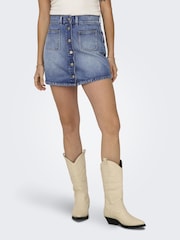 ONLY 100% Cotton Utility Button Up Denim Mini Skirt - Bild 1 von 5