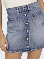 ONLY 100% Cotton Utility Button Up Denim Mini Skirt - Bild 3 von 5