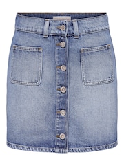 ONLY 100% Cotton Utility Button Up Denim Mini Skirt - Bild 4 von 5