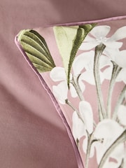 Pink 200 Thread Count 100% Egyptian Cotton Sateen Floral Border Duvet Cover and Pillowcase Set - Image 4 of 5
