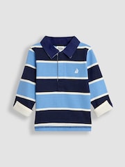 JoJo Maman Bébé Blue Stripe Rugby Top - Image 1 of 3