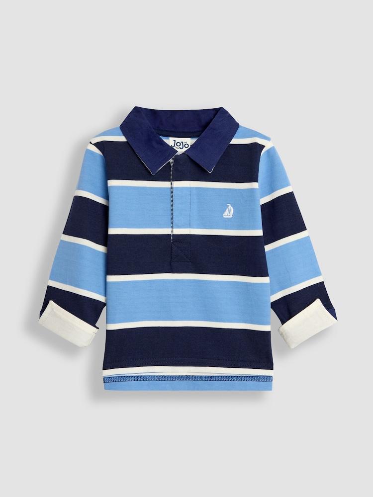 JoJo Maman Bébé Blue Stripe Rugby Top - Image 1 of 3