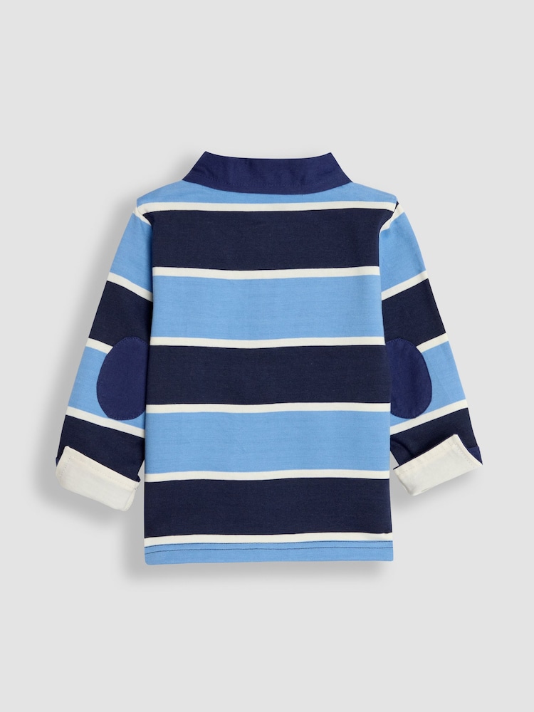 JoJo Maman Bébé Blue Stripe Rugby Top - Image 2 of 3