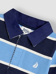 JoJo Maman Bébé Blue Stripe Rugby Top - Image 3 of 3