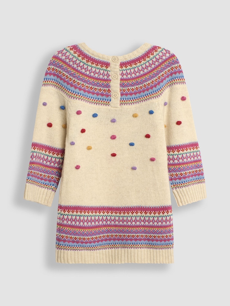 JoJo Maman Bébé Cream Fair Isle Knitted Dress - Image 2 of 3