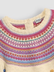 JoJo Maman Bébé Cream Fair Isle Knitted Dress - Image 3 of 3
