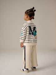 Cream Mickey Mouse Half Zip Sweatshirt & Wide Leg Joggers Set (3mths-7yrs) - Image 1 of 8