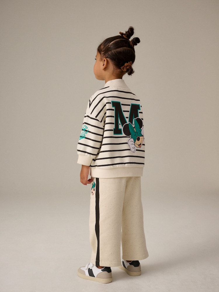 Cream Mickey Mouse Half Zip Sweatshirt & Wide Leg Joggers Set (3mths-7yrs) - Image 1 of 8