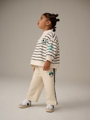 Cream Mickey Mouse Half Zip Sweatshirt & Wide Leg Joggers Set (3mths-7yrs) - Image 2 of 8
