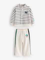 Cream Mickey Mouse Half Zip Sweatshirt & Wide Leg Joggers Set (3mths-7yrs) - Image 5 of 8
