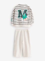 Cream Mickey Mouse Half Zip Sweatshirt & Wide Leg Joggers Set (3mths-7yrs) - Image 6 of 8